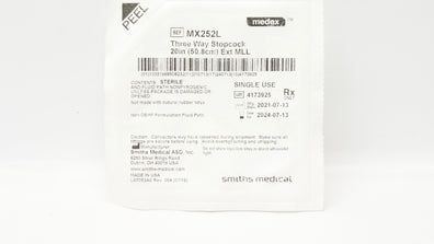 Smiths Medical MX252L Medex Three Way Stopcock 20inch Extension MLL (x)